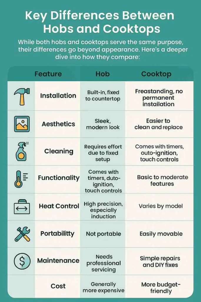 Key Differences Between Hobs and Cooktops